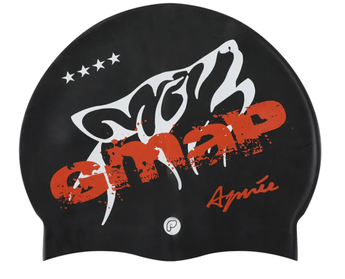 Bonnets24 bonnet de bain personnalisé noir avec un loup