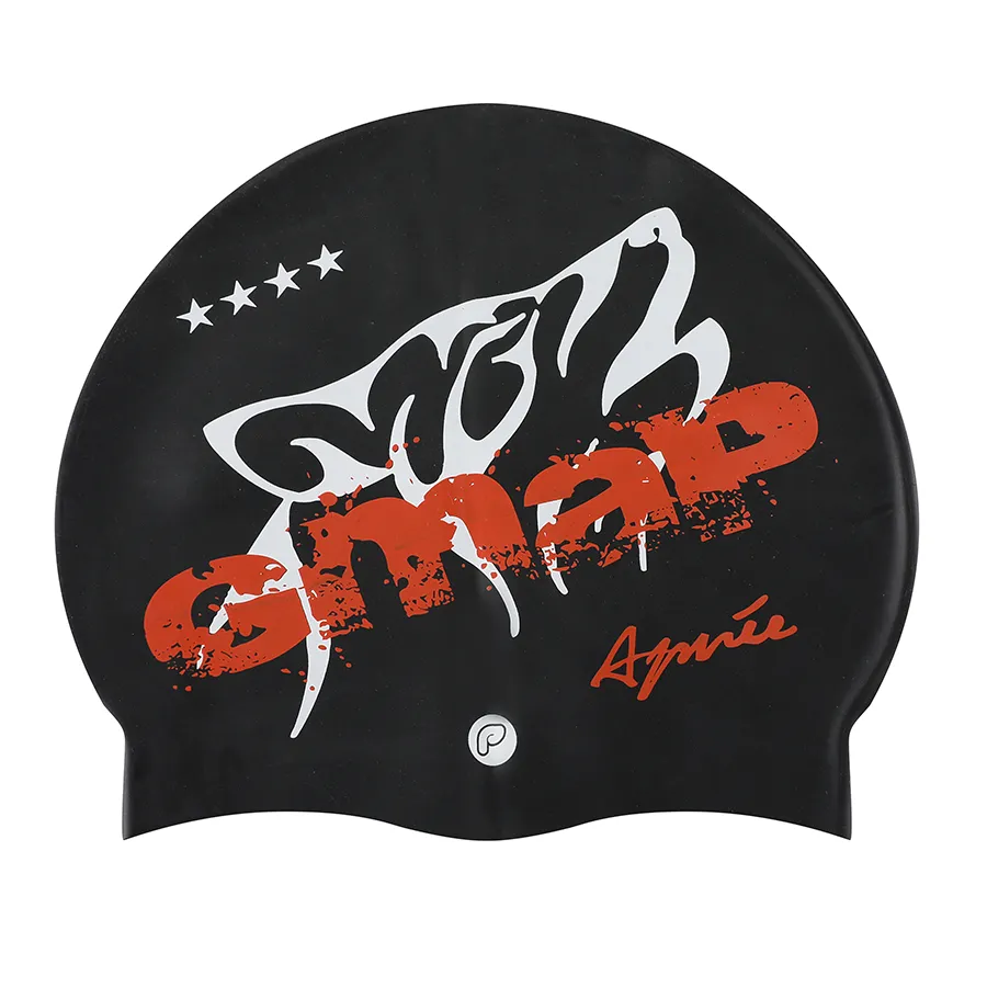 Bonnets24 bonnet de bain personnalisé noir avec un loup