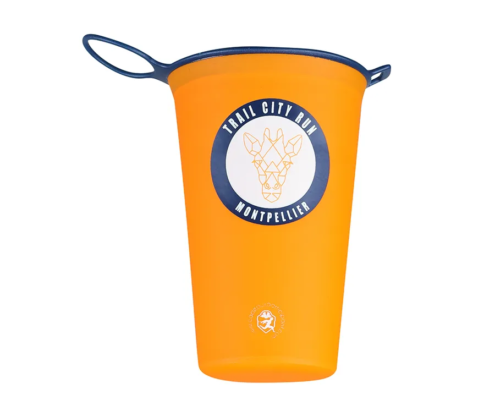 gobelet personnalisé orange pliable pour le running
